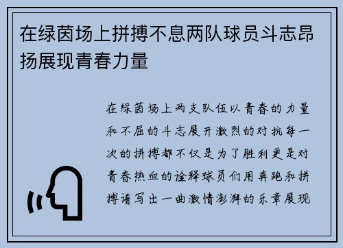 在绿茵场上拼搏不息两队球员斗志昂扬展现青春力量